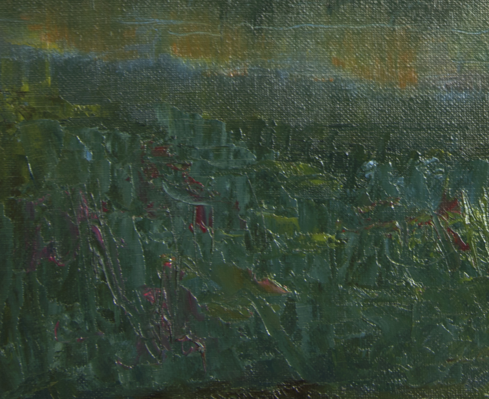 Речной пейзаж Закат солнца Картина маслом на холсте