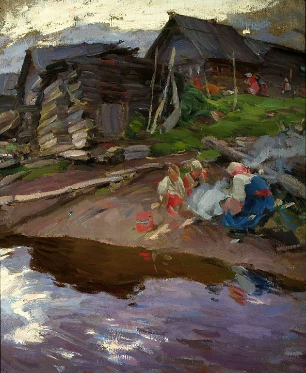 Архипов Абрам картина Вечером пейзаж холст масло