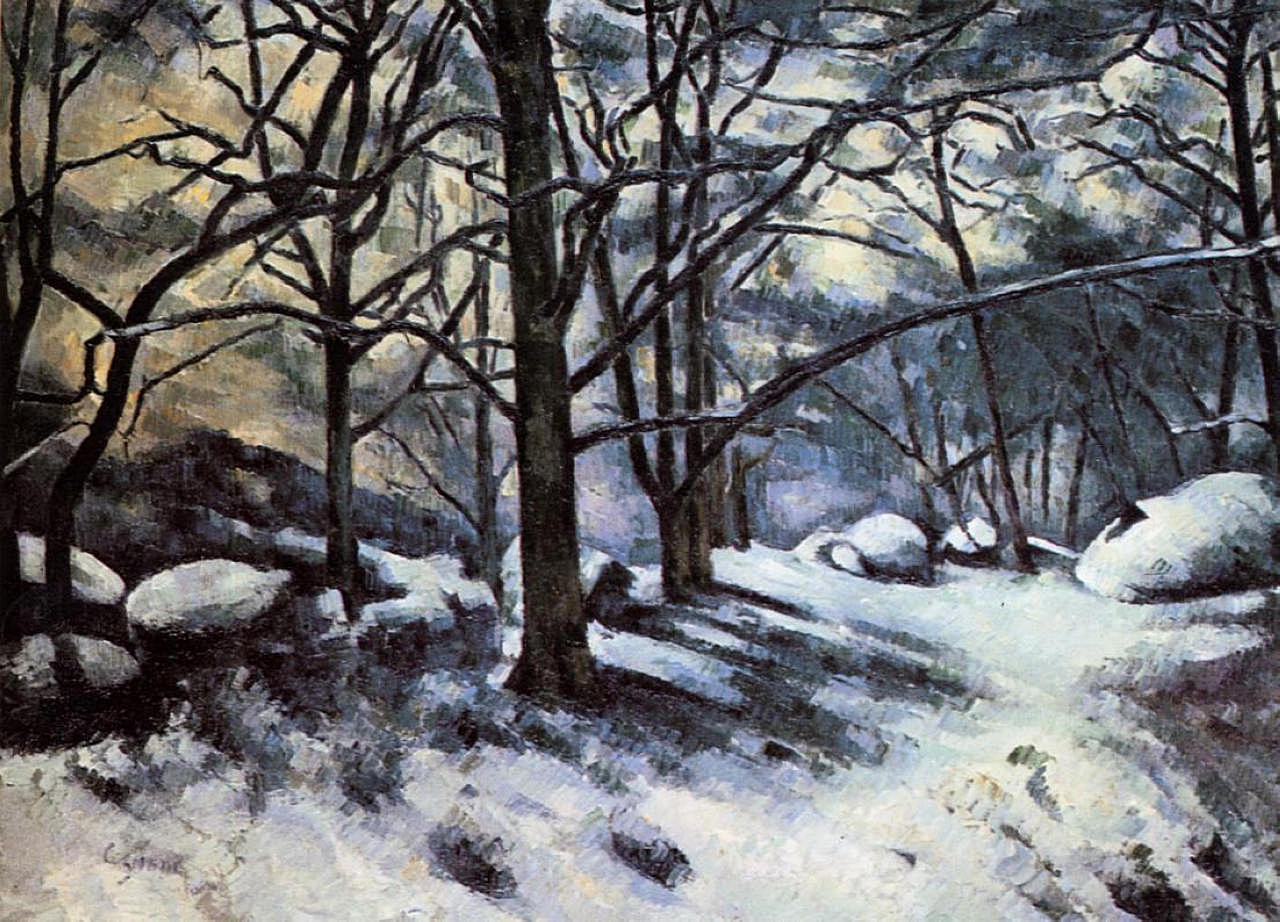 Поль Сезанн картина Melting Snow Fontainbleau зимний пейзаж холст масло