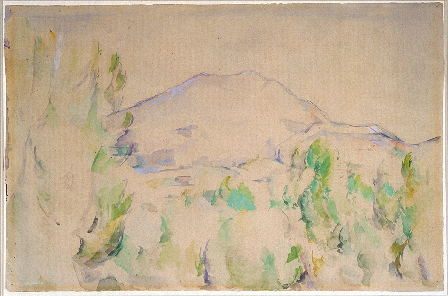 Сезанн рисунок La Montagne Sainte-Victoire пейзажи природы Сафиуллин Акварель 1888