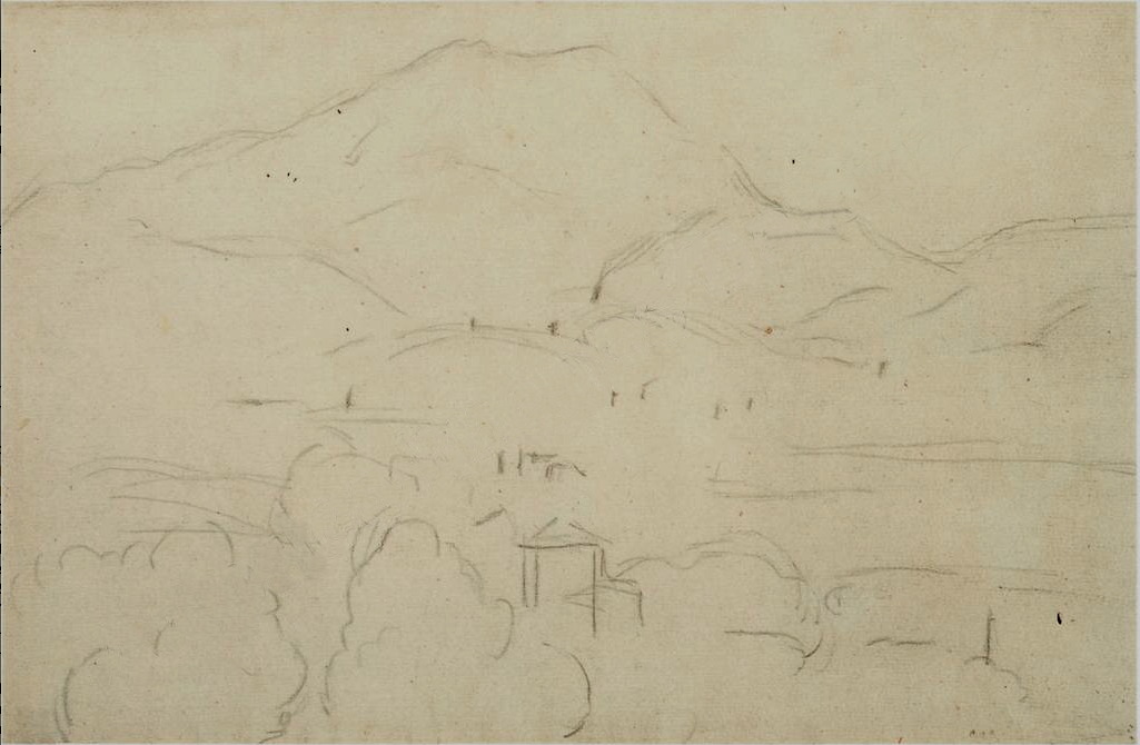 Сезанн рисунок La Montagne Sainte-Victoire пейзажи природы Сафиуллин