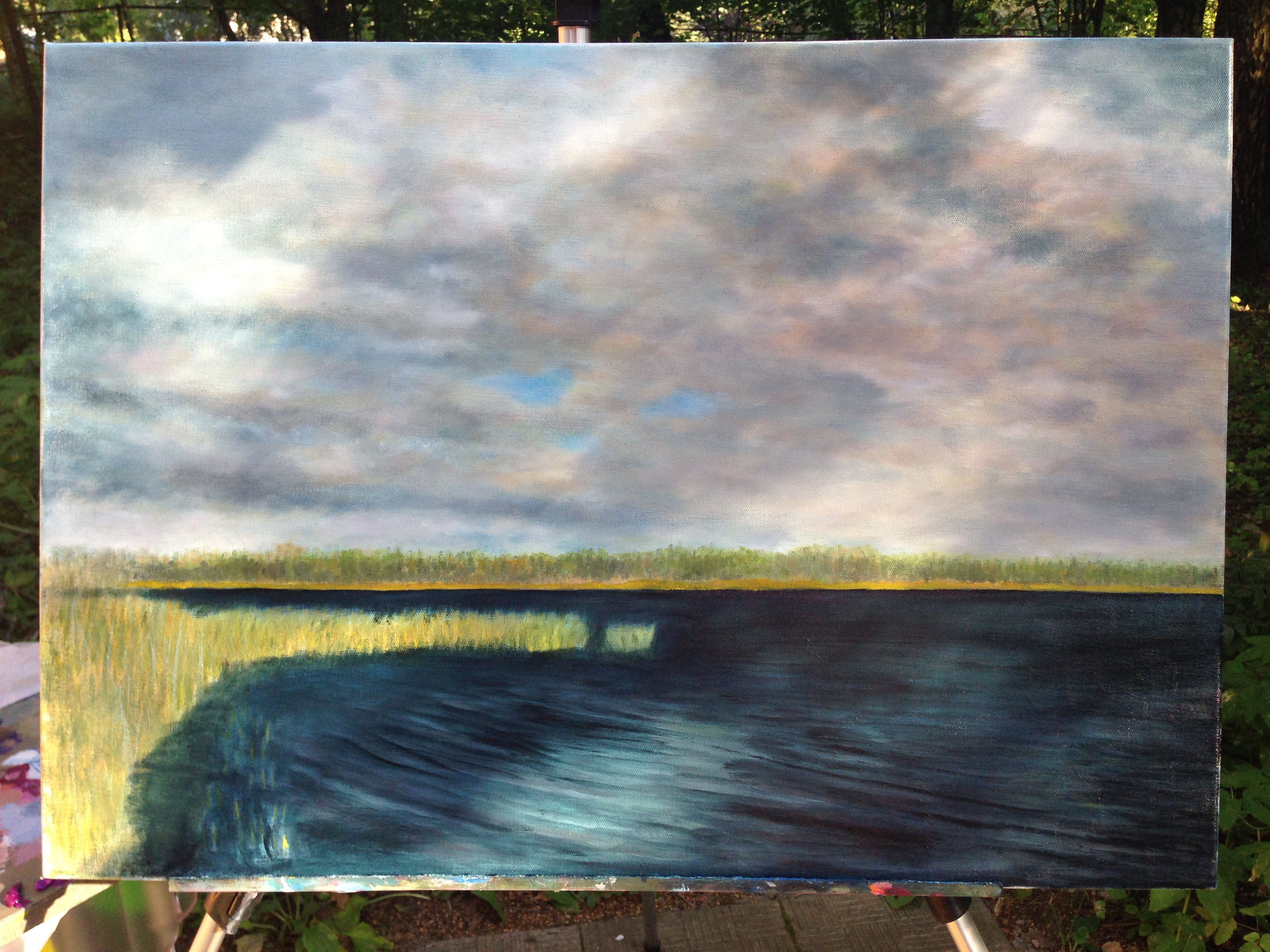 Речной пейзаж с радугой художник Альберт Сафиуллин картина маслом