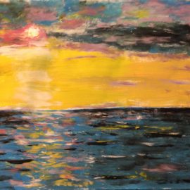 Морской закат пейзажи природы рисунок акрил художник Альберт Сафиуллин
