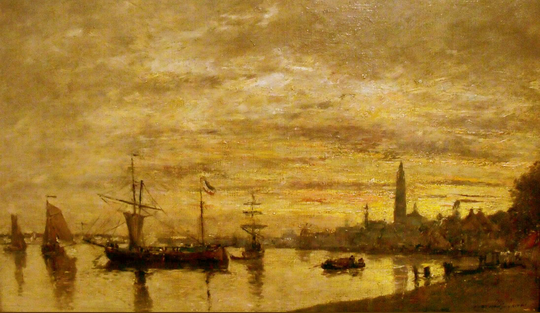 Пейзажи природы картины Эжен Буден Boudin Antwerp Harbour Альберт Сафиуллин