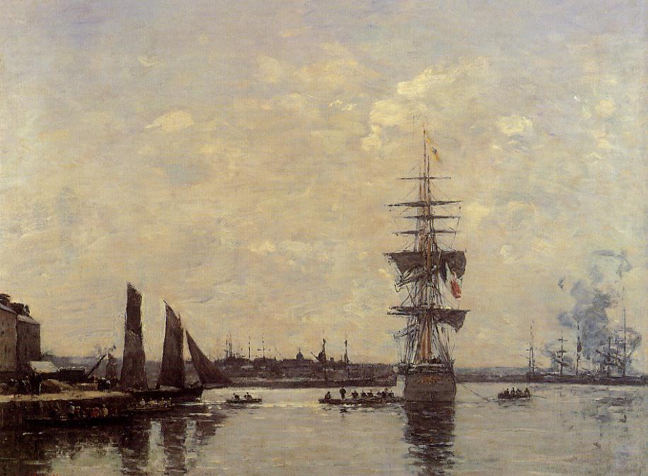 Пейзажи природы картины Эжен Буден Eugene Boudin Sailing Boats at Quay Альберт Сафиуллин