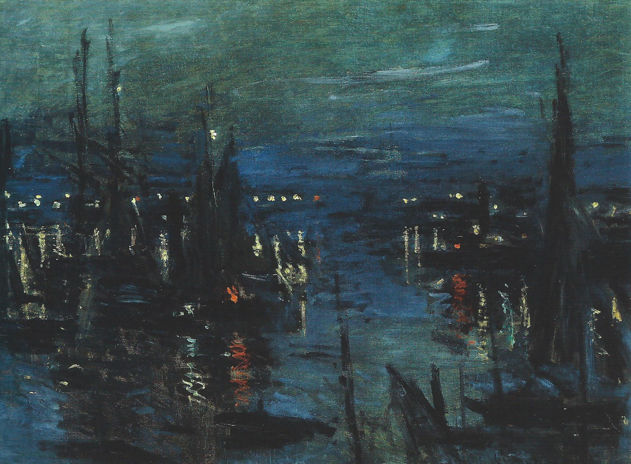 Пейзажи природы картины Клод Моне Harbour at Le Havre Night Effect Альберт Сафиуллин