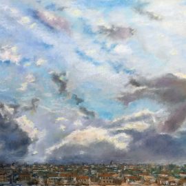 Пейзажи природы рисунок масляная пастель Альберт Сафиуллин Небо над Римом в январе Вид с холма Эсквилин