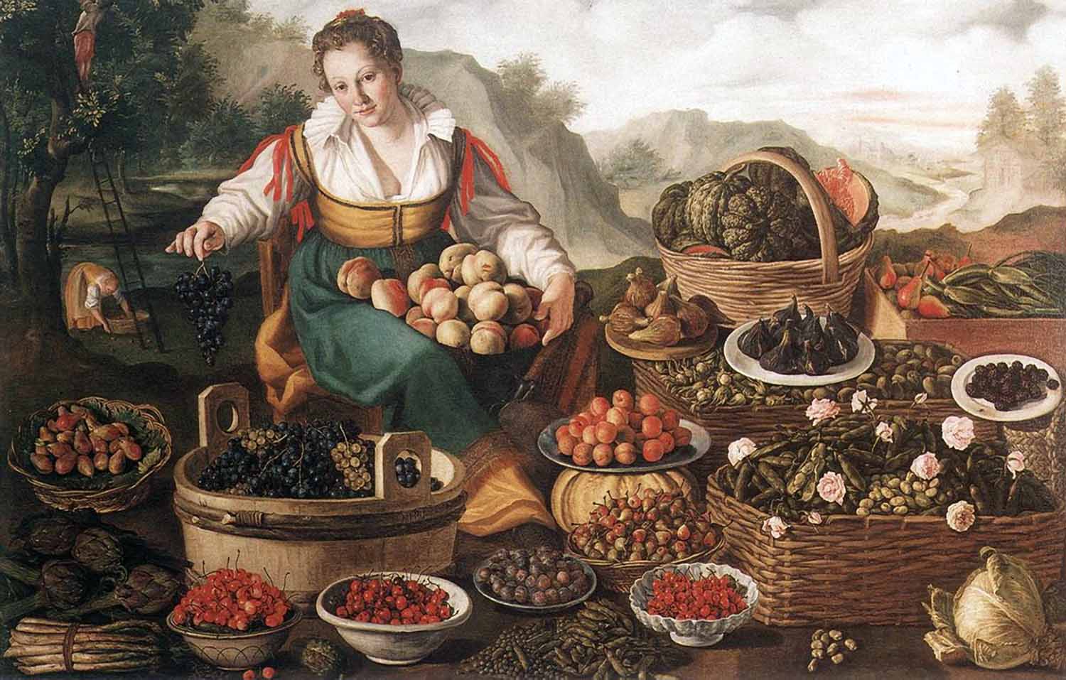 Художник Винченцо Кампи Vincenzo Campi картина торговка фруктами краски природы Альберт Сафиуллин