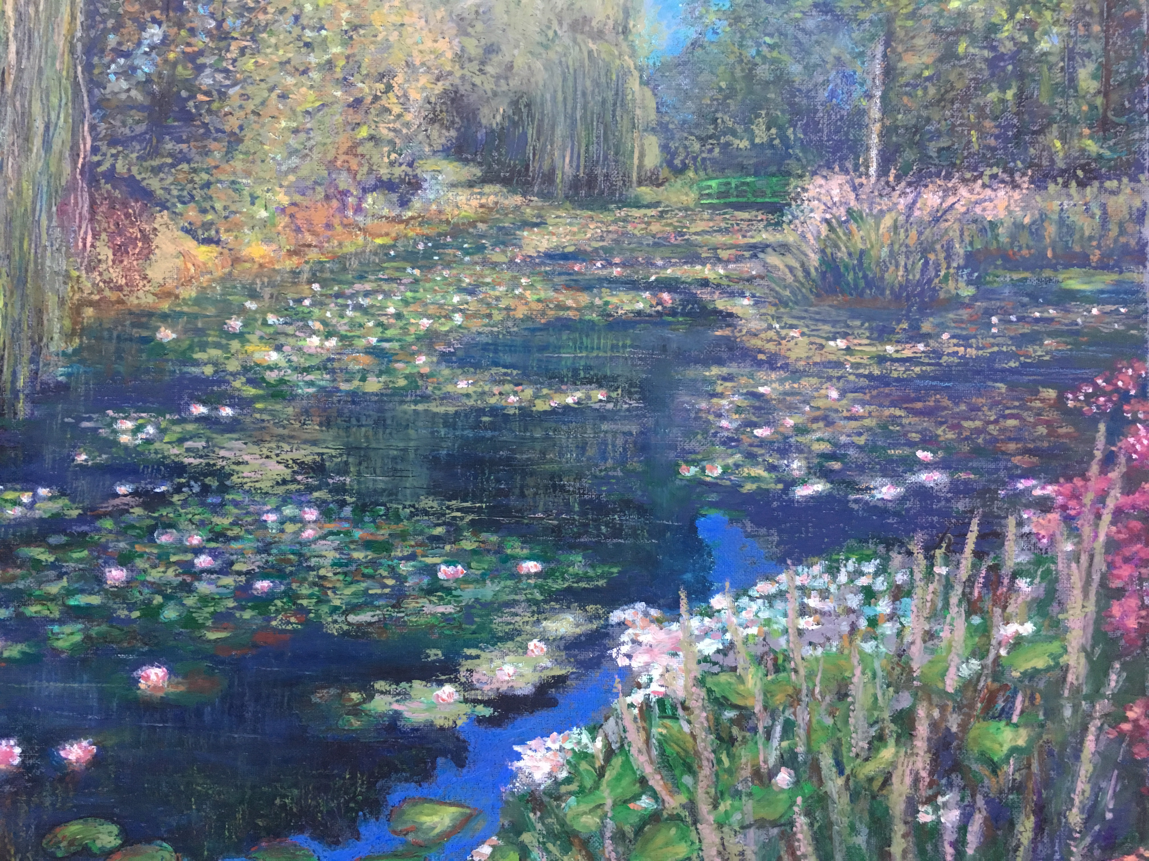 Пейзаж пруд Живерни кувшинки картина масляная пастель импрессионизм художник Альберт Сафиуллин