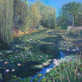 Пейзаж пруд Живерни Giverny кувшинки картина масляная пастель импрессионизм художник Альберт Сафиуллин