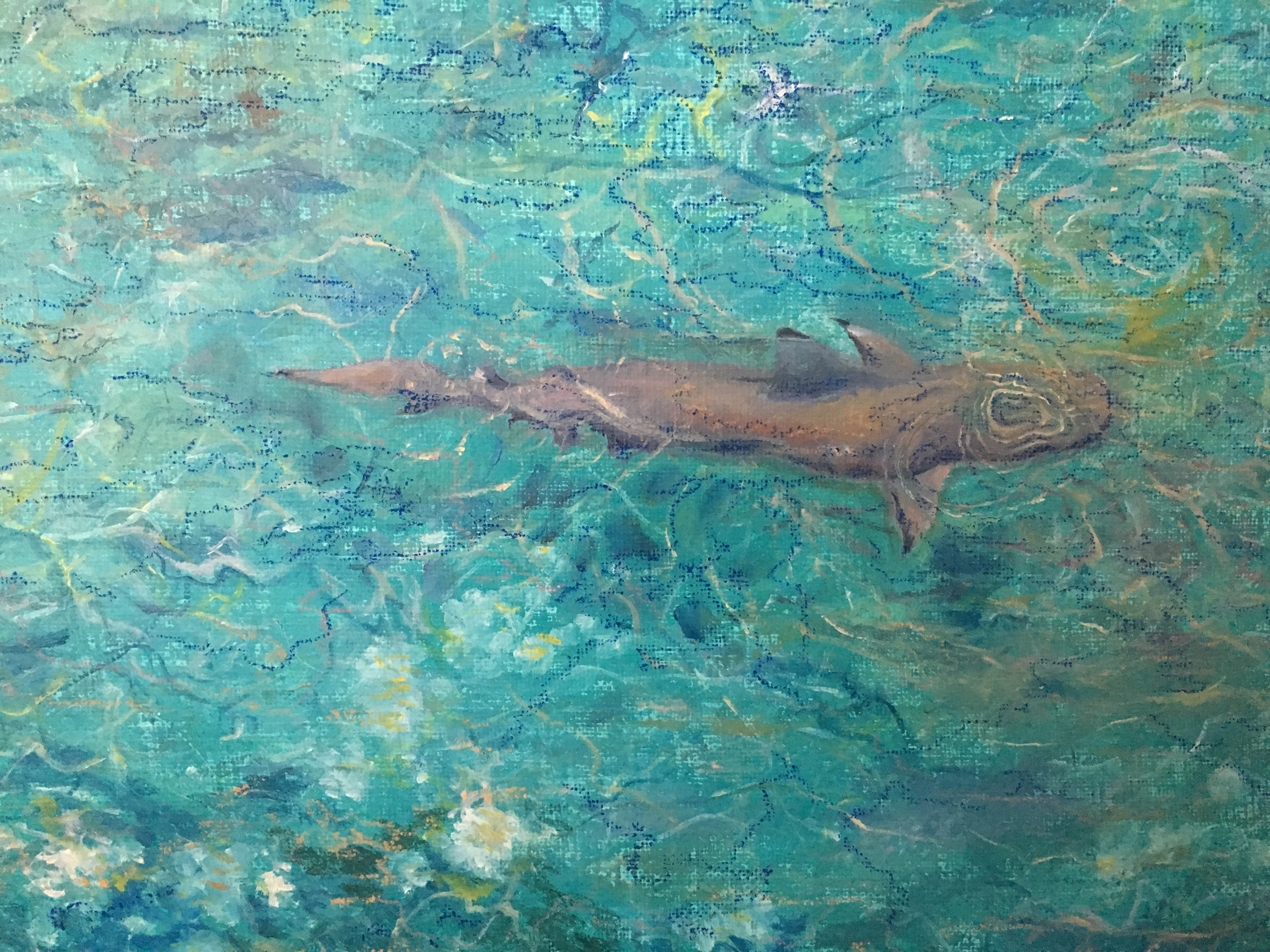 морской пейзаж картина маслом акула риф лагуна Мальдивы океан подводный мир художник Альберт Сафиуллин