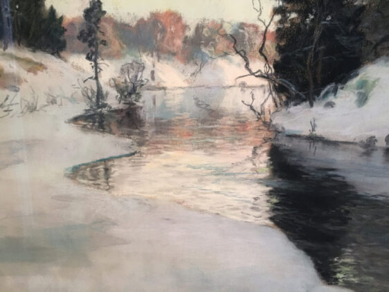 Речной пейзаж paysage river landscape painting Таулов Thaulow пастель Альберт Сафиуллин