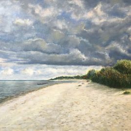 море Латвия Прибалтика Рагациемс картина маслом облака пейзажи природы художник Альберт Сафиуллин