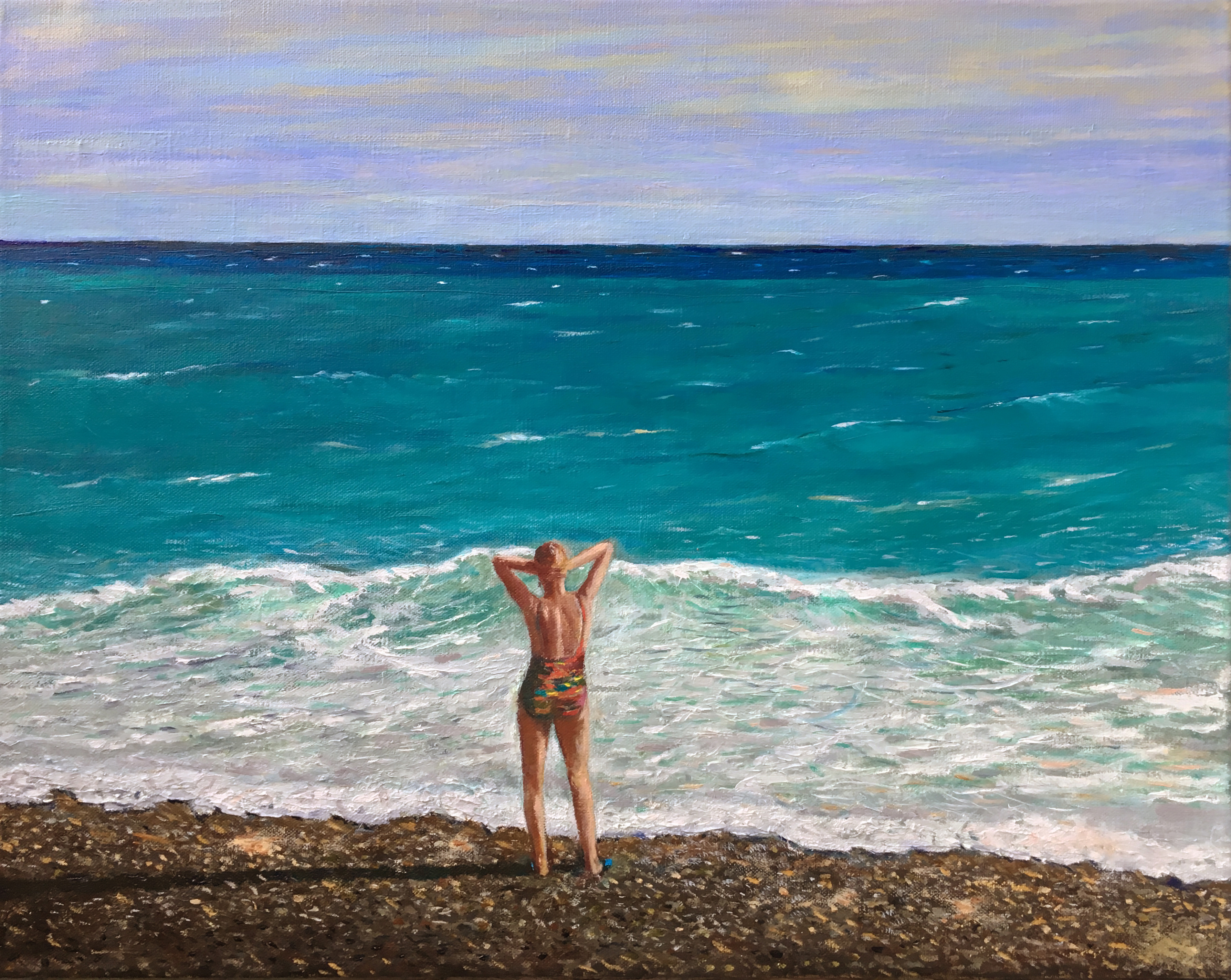 Морской пейзаж картина маслом Лазурный берег Ницца художник Альберт Сафиуллин