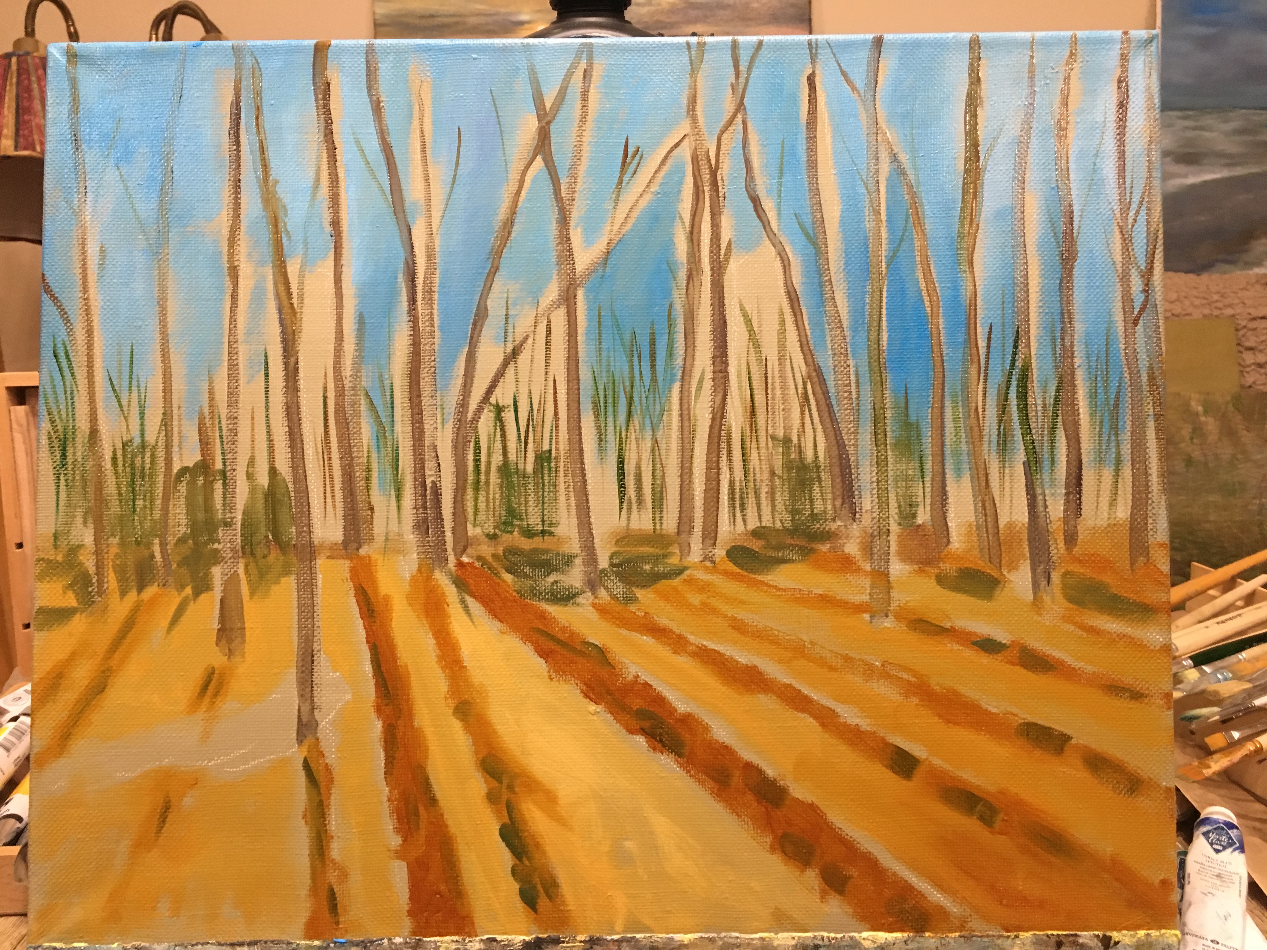 осенний пейзаж лес картина маслом покровское стрешнево художник Альберт Сафиуллин