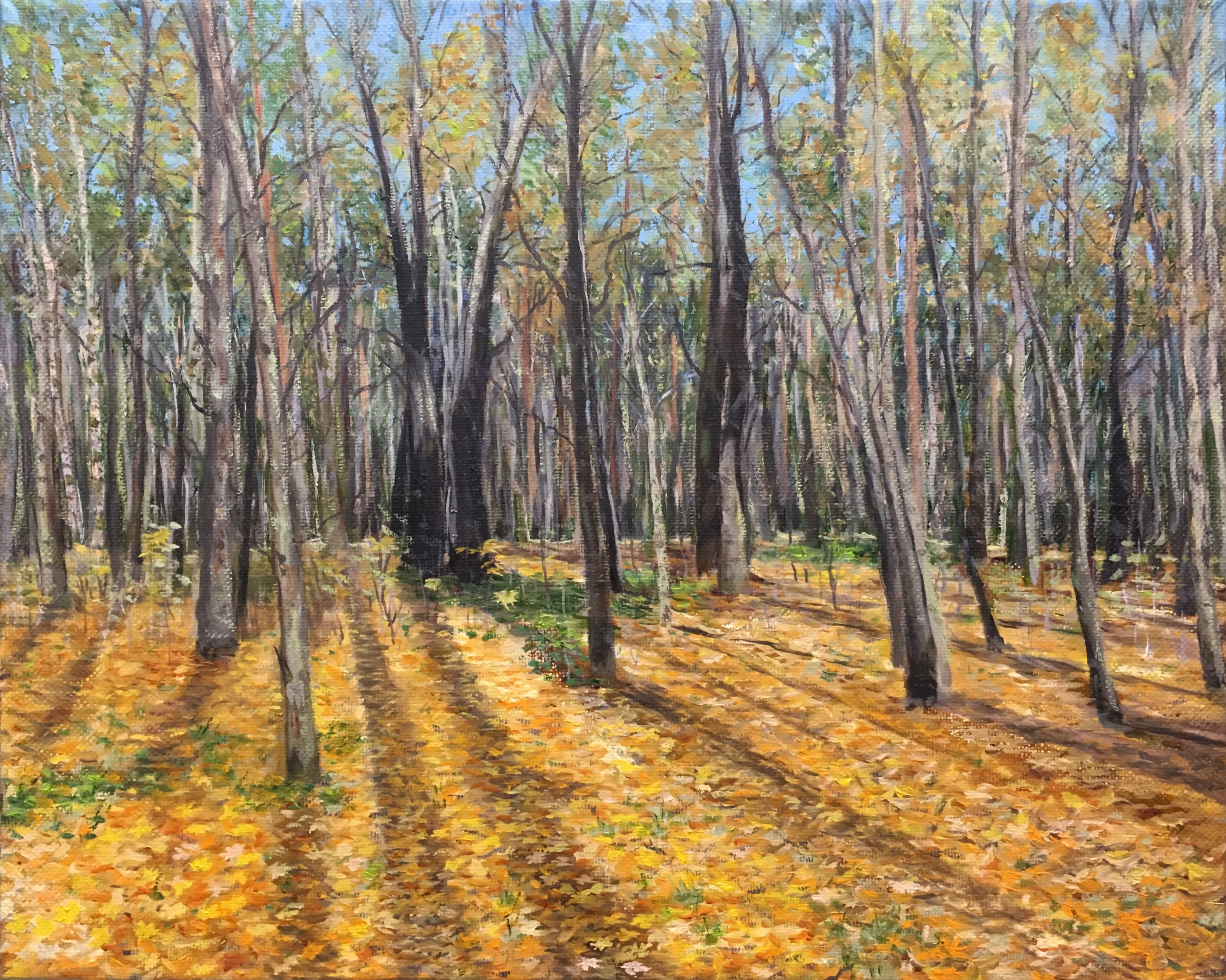 осенний пейзаж лес картина маслом покровское стрешнево художник Альберт Сафиуллин