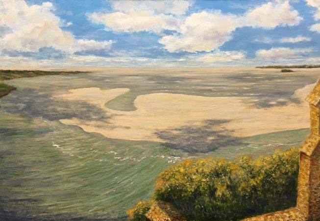 морской пейзаж нормандия прилив мон-сен-мишель картина маслом художник Альберт Сафиуллин