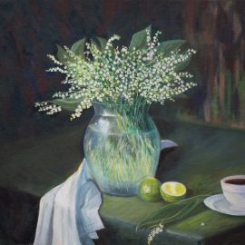 натюрморт still life картина маслом ландыши лайм художник Альберт Сафиуллин