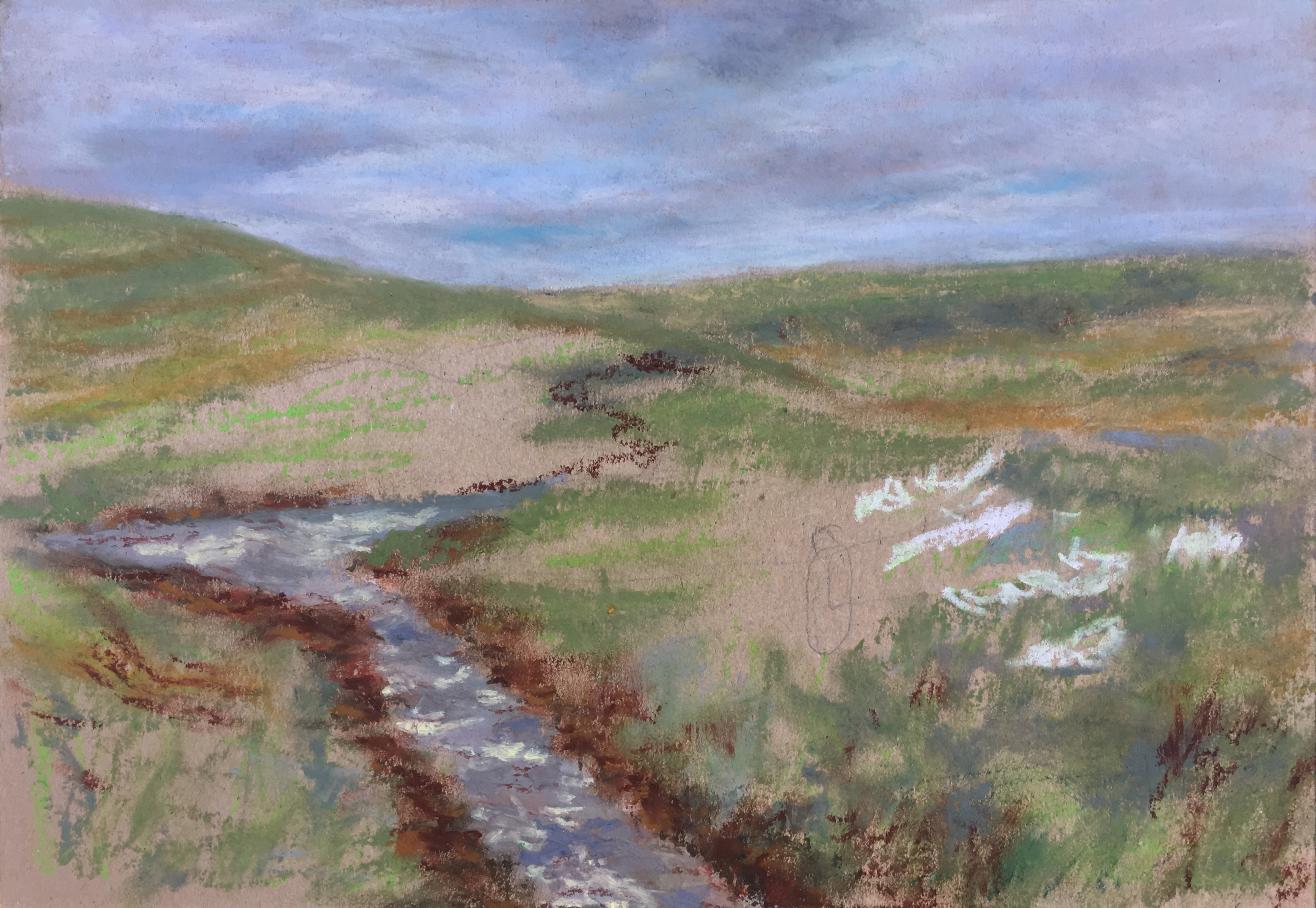 Старое Барышево деревенский пейзаж природа масляная пастель картина радуга лето художник Альберт Сафиуллин