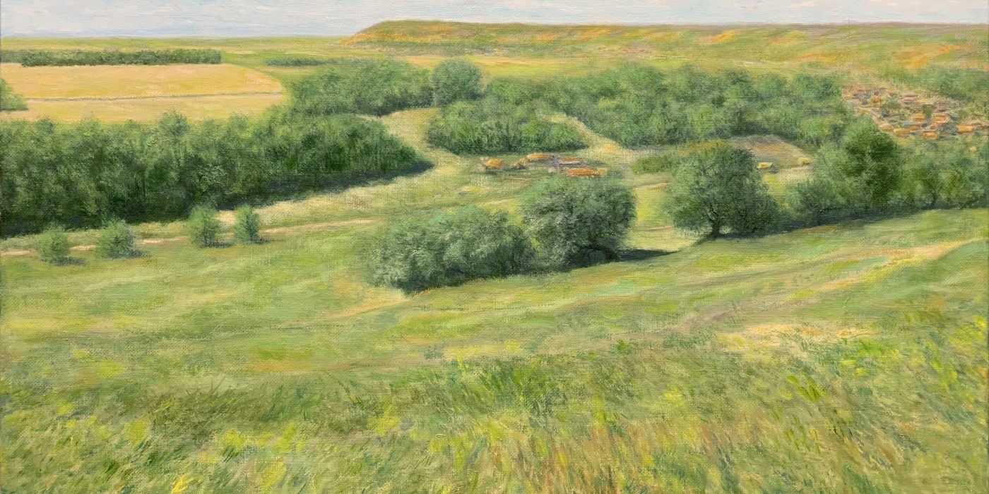 Пейзаж сельский Старое Барышево картина маслом художник Альберт Сафиуллин