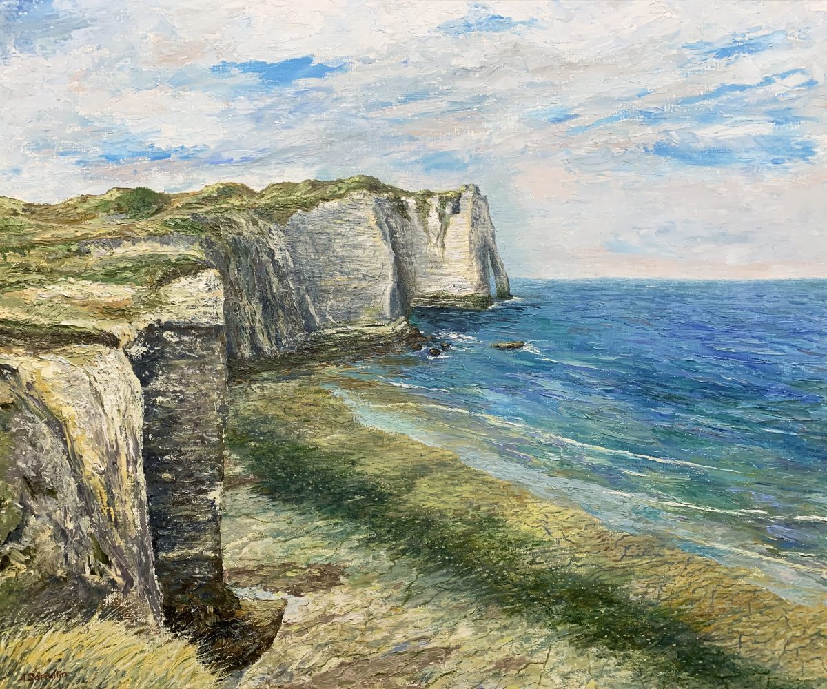 Этрета Étretat Нормандия морской пейзаж отлив картина маслом художник Альберт Сафиуллин