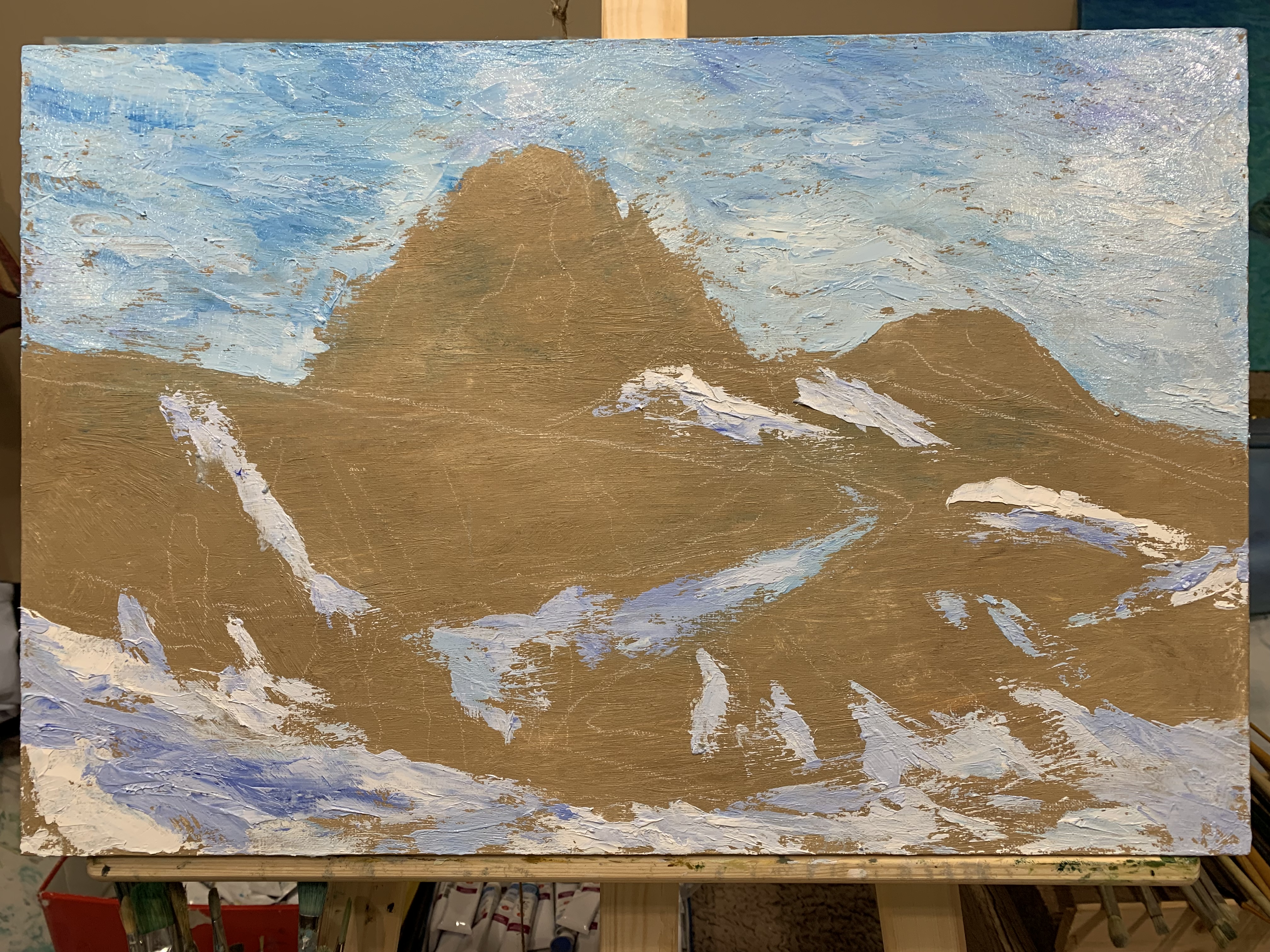 Горный пейзаж Sasso Lungo Вальгардена Доломиты Альпы картина маслом художник Альберт Сафиуллин
