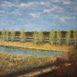 река пейзажи природы Лиелупе Lielupe картина маслом художник Альберт Сафиуллин