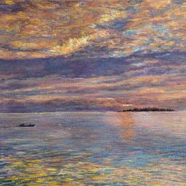 закат в океане картина масляная пастель пейзажи природы художник Альберт Сафиуллин