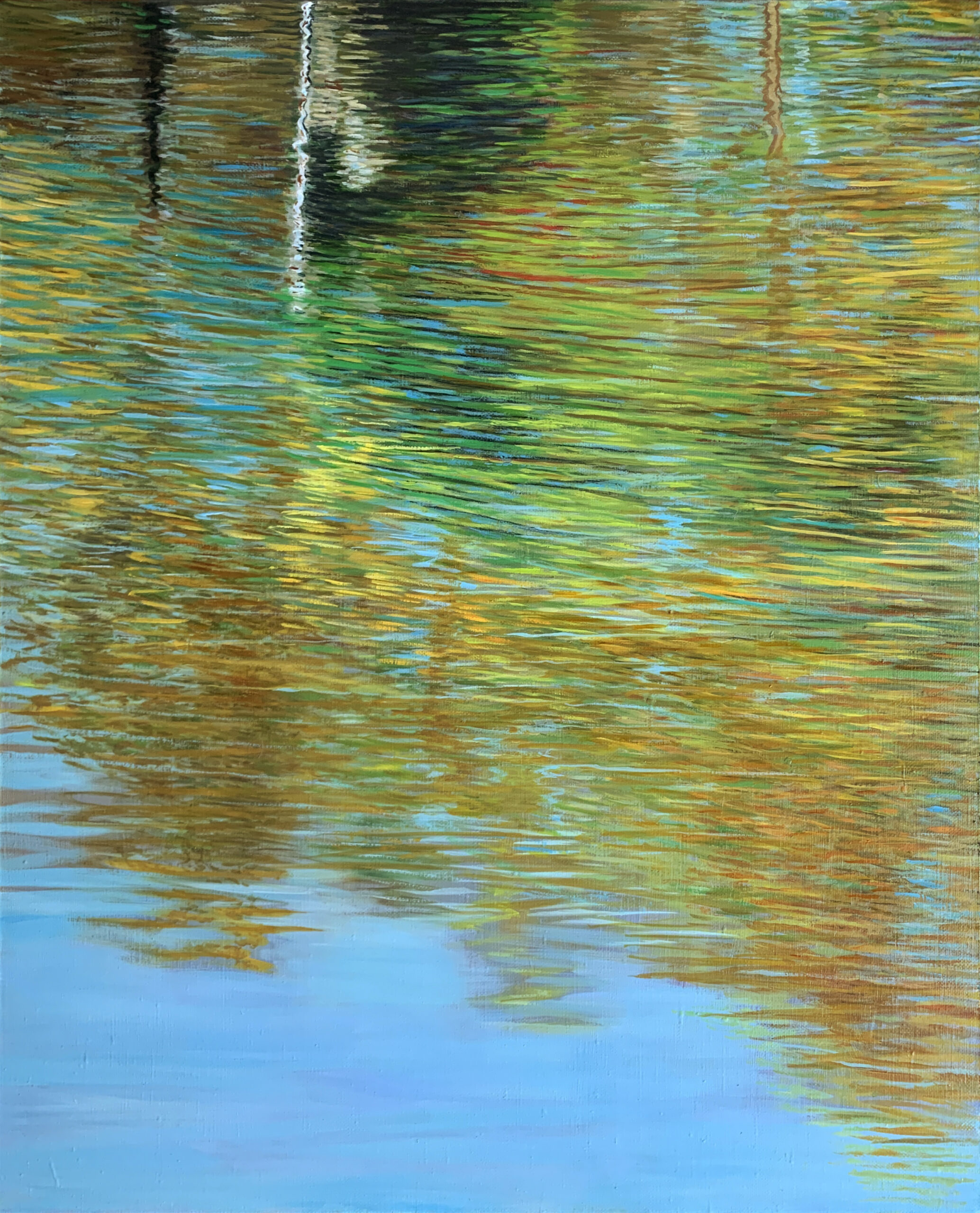 Осень пейзаж параллельный мир отражение река картина художник Альберт Сафиуллин
