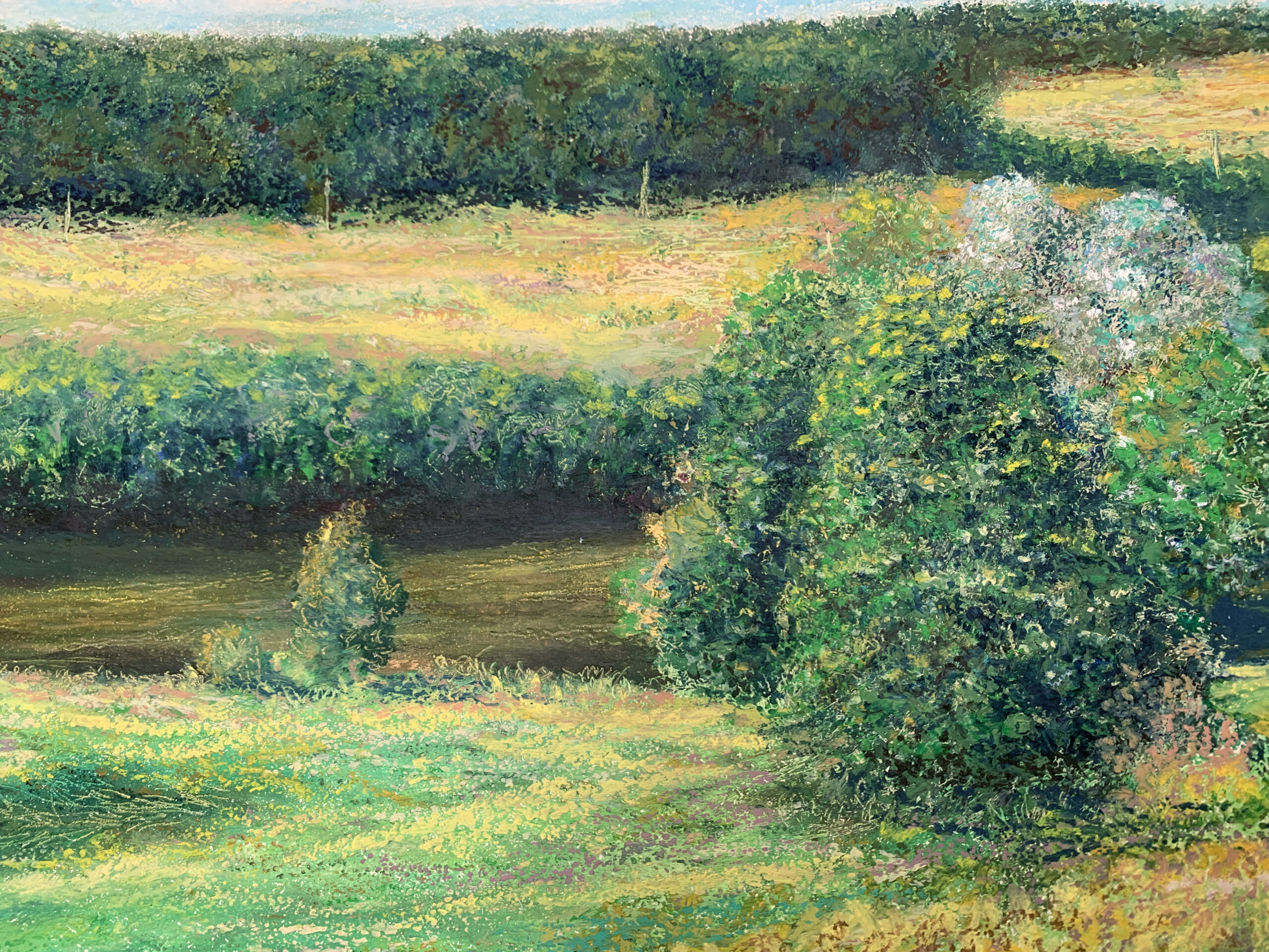 Река Протва деревня Ермолино картина пейзажи природы масляная пастель художник Альберт Сафиуллин