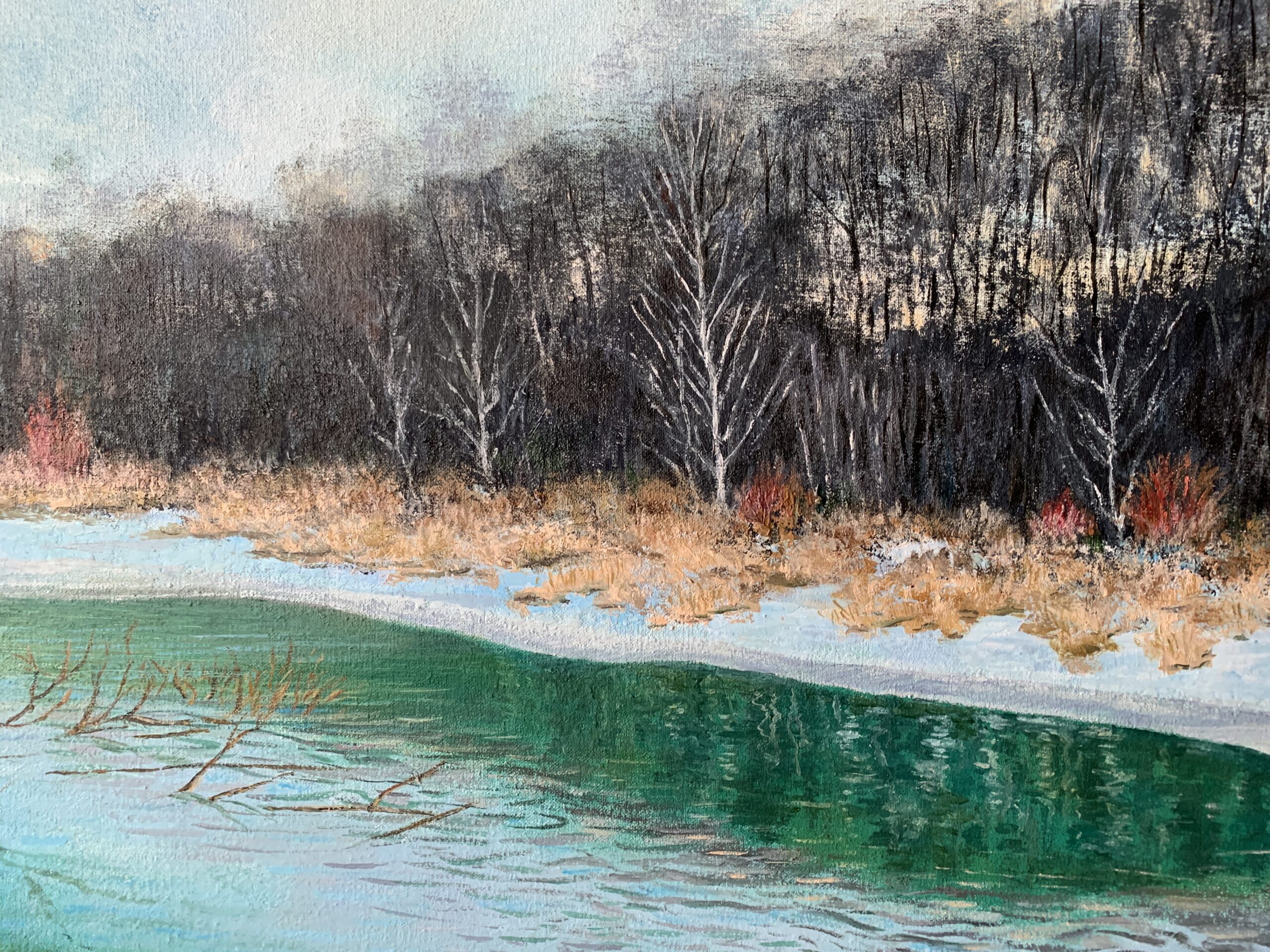 Река Химка пейзаж зима картина лед художник Альберт Сафиуллин