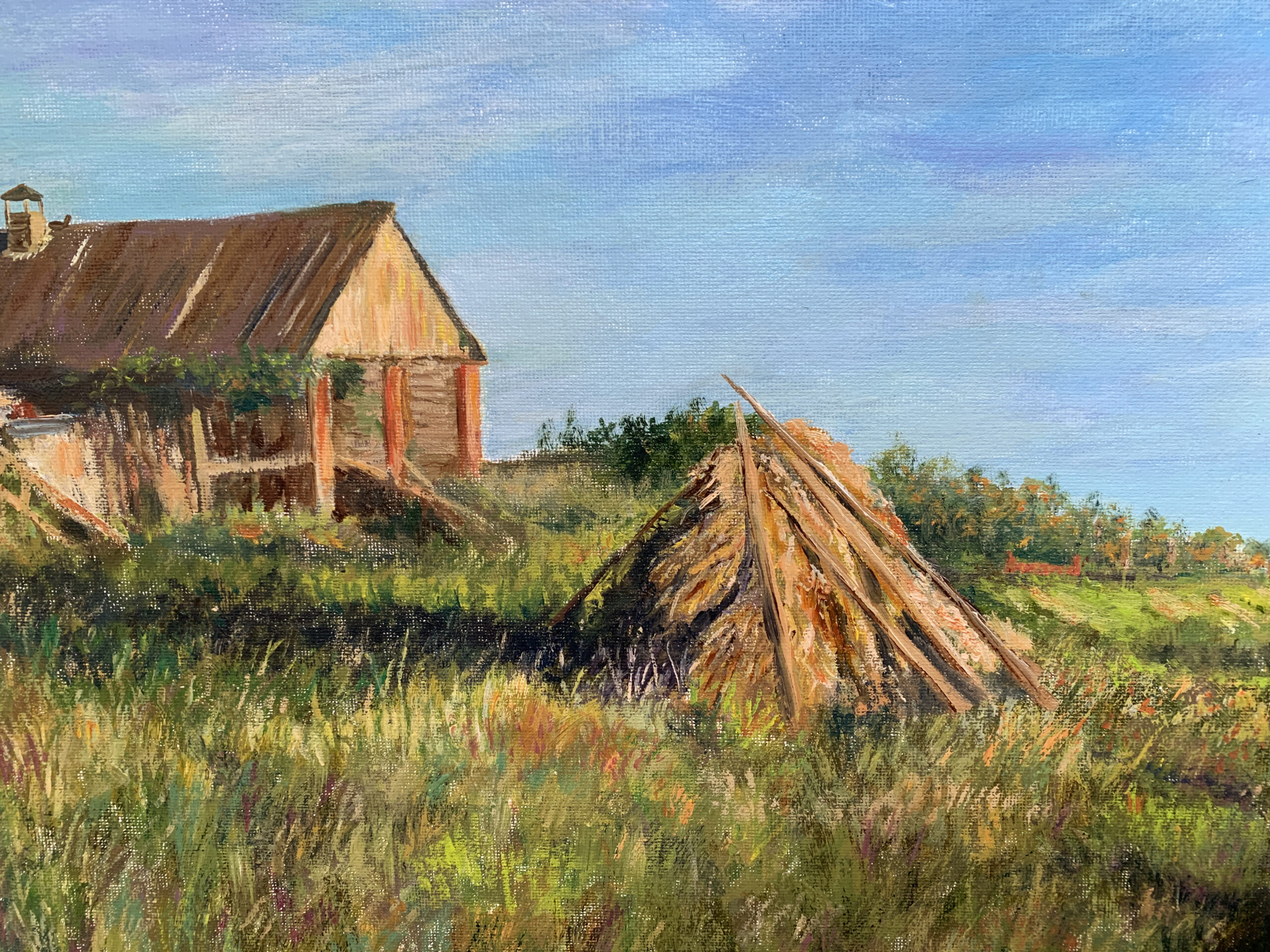 пейзаж село старое барышево Татарстан закат импрессионизм картина художник Альберт Сафиуллин