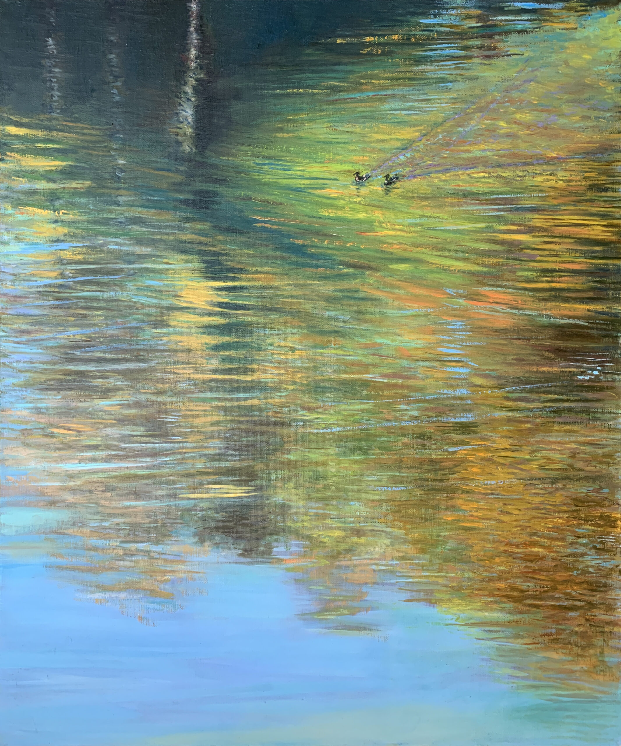 Осень пейзаж параллельный мир отражение река картина художник Альберт Сафиуллин