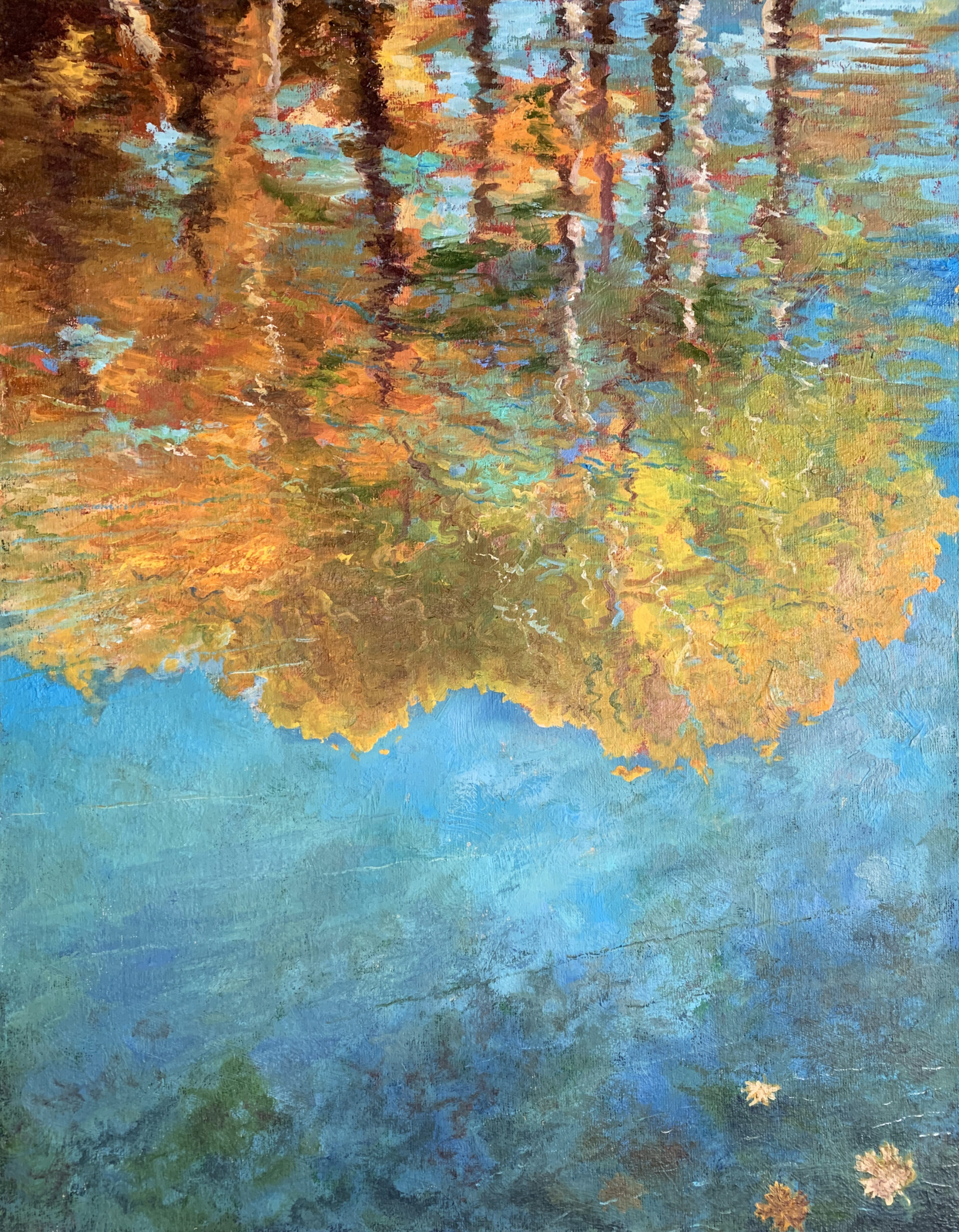 осень пруд отражение в воде деревья импрессионизм пейзаж художник Альберт Сафиуллин