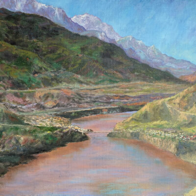 Река Сурхоб Сафедчашма Самсолик Таджикистан пейзаж горы картина художник Альберт Сафиуллин