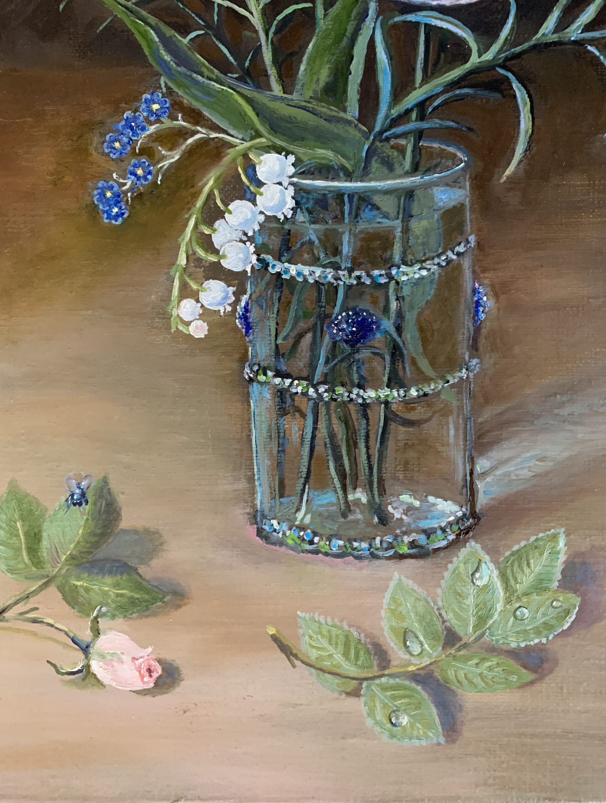 Натюрморт с корзиной винограда и тюльпанами в стеклянной вазе Исаак Соро картина художник Альберт Сафиуллин