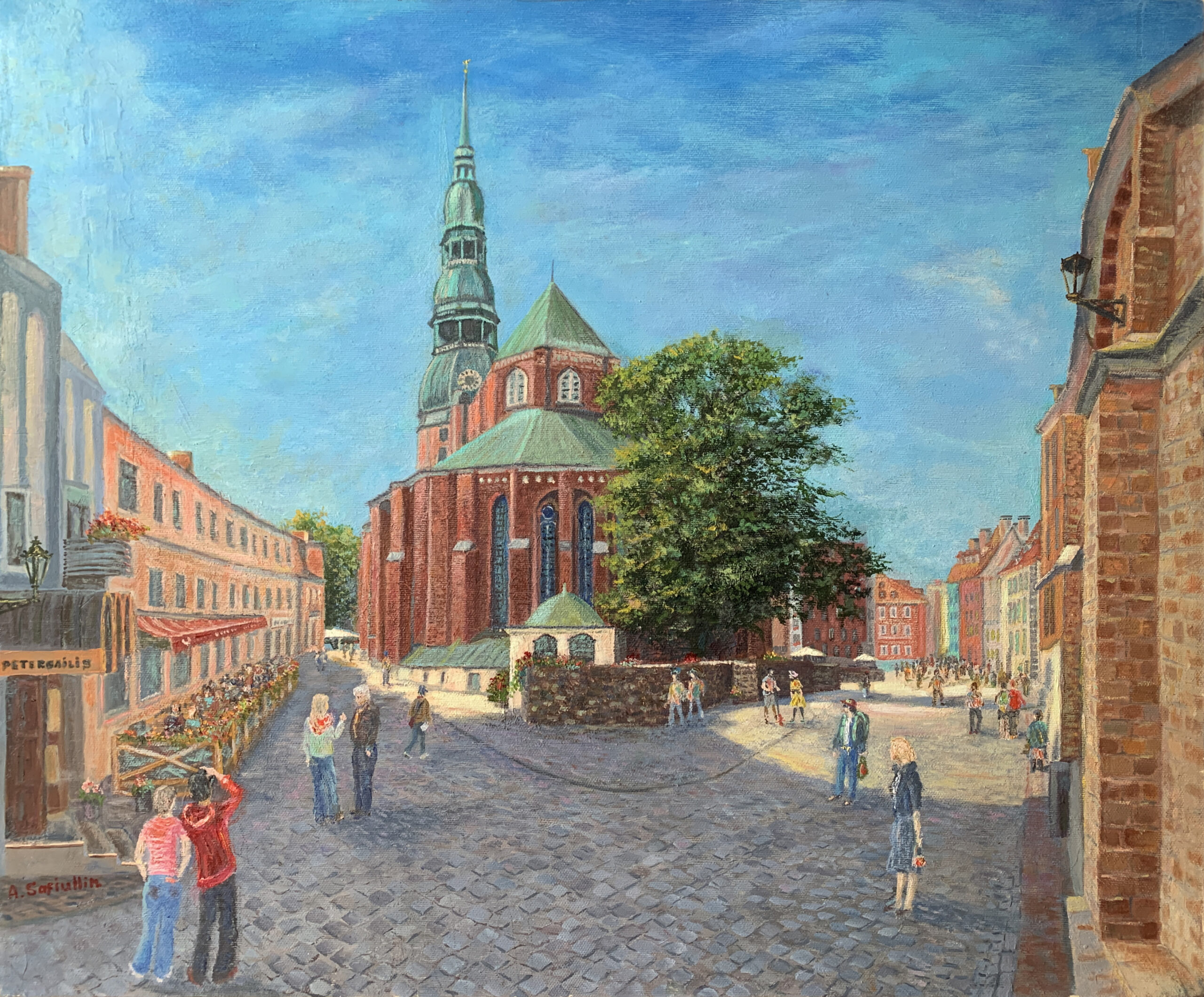 Рига Старый город Латвия пейзаж Церковь Святого Петра картина художник Альберт Сафиуллин