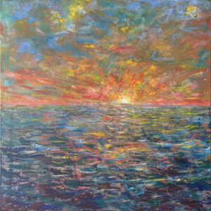 Восход морской пейзаж море волны солнце картина холст масло художник Альберт Сафиуллин