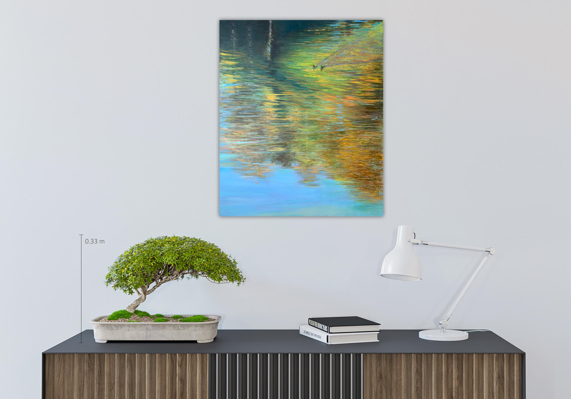 осень отражение река Химка Покровское Стрешнево парк пейзаж картина художник Альберт Сафиуллин