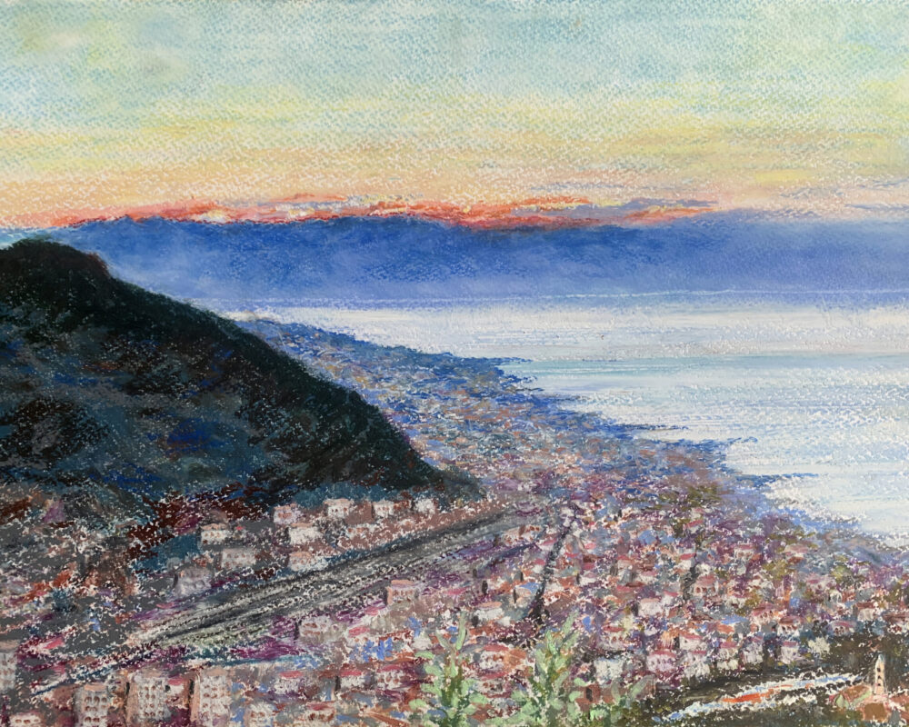 Вентимилья масляная пастель рассвет картина пейзаж море художник Альберт Сафиуллин