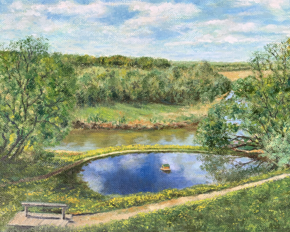 Пейзаж река Протва Ермолино Глашино лето картина масло художник Альберт Сафиуллин