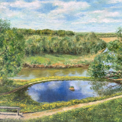 Пейзаж река Протва Ермолино Глашино лето картина масло художник Альберт Сафиуллин