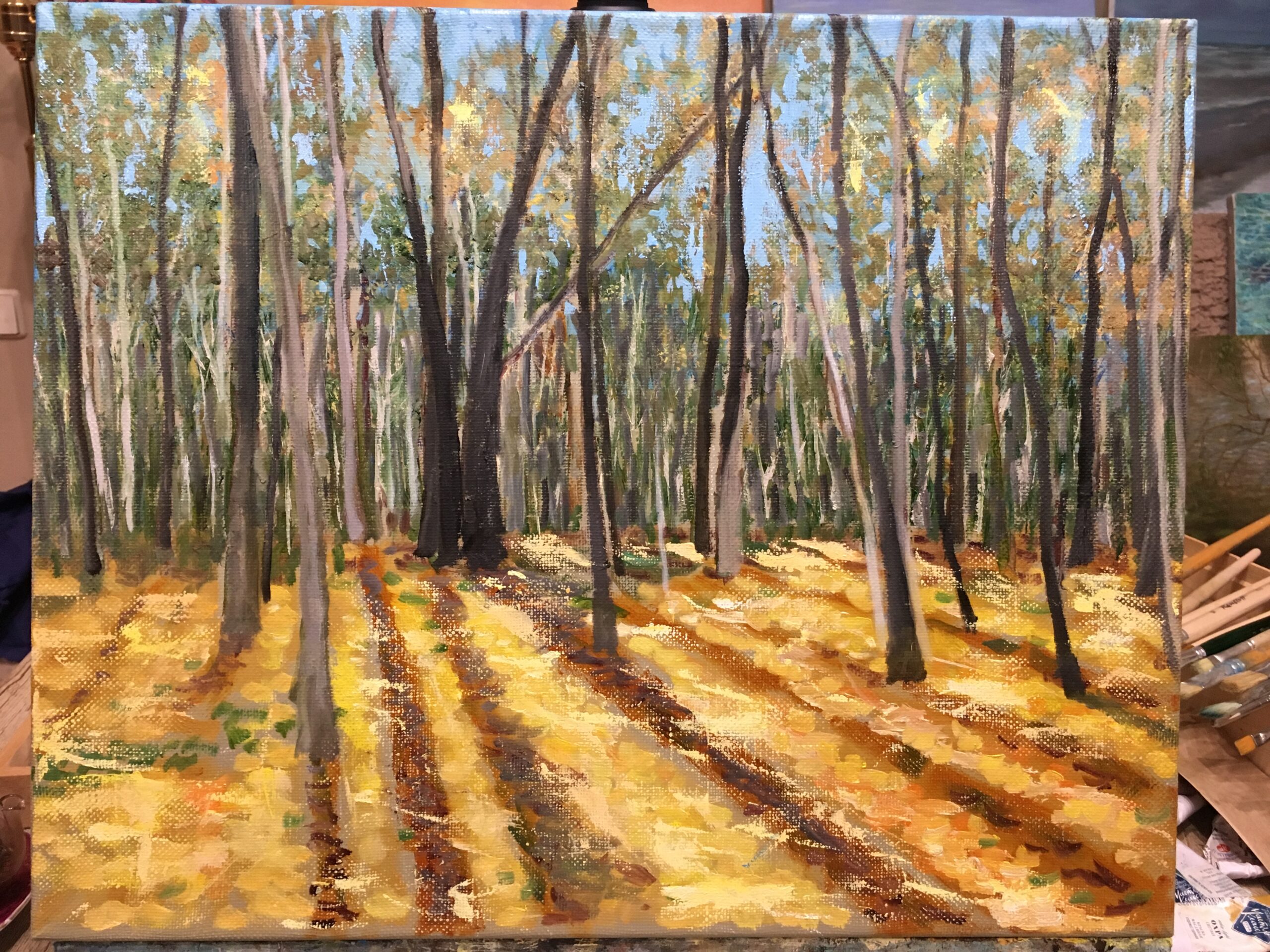 Осень Парк Пейзаж Покровское Стрешнево картина холст художник Альберт Сафиуллин