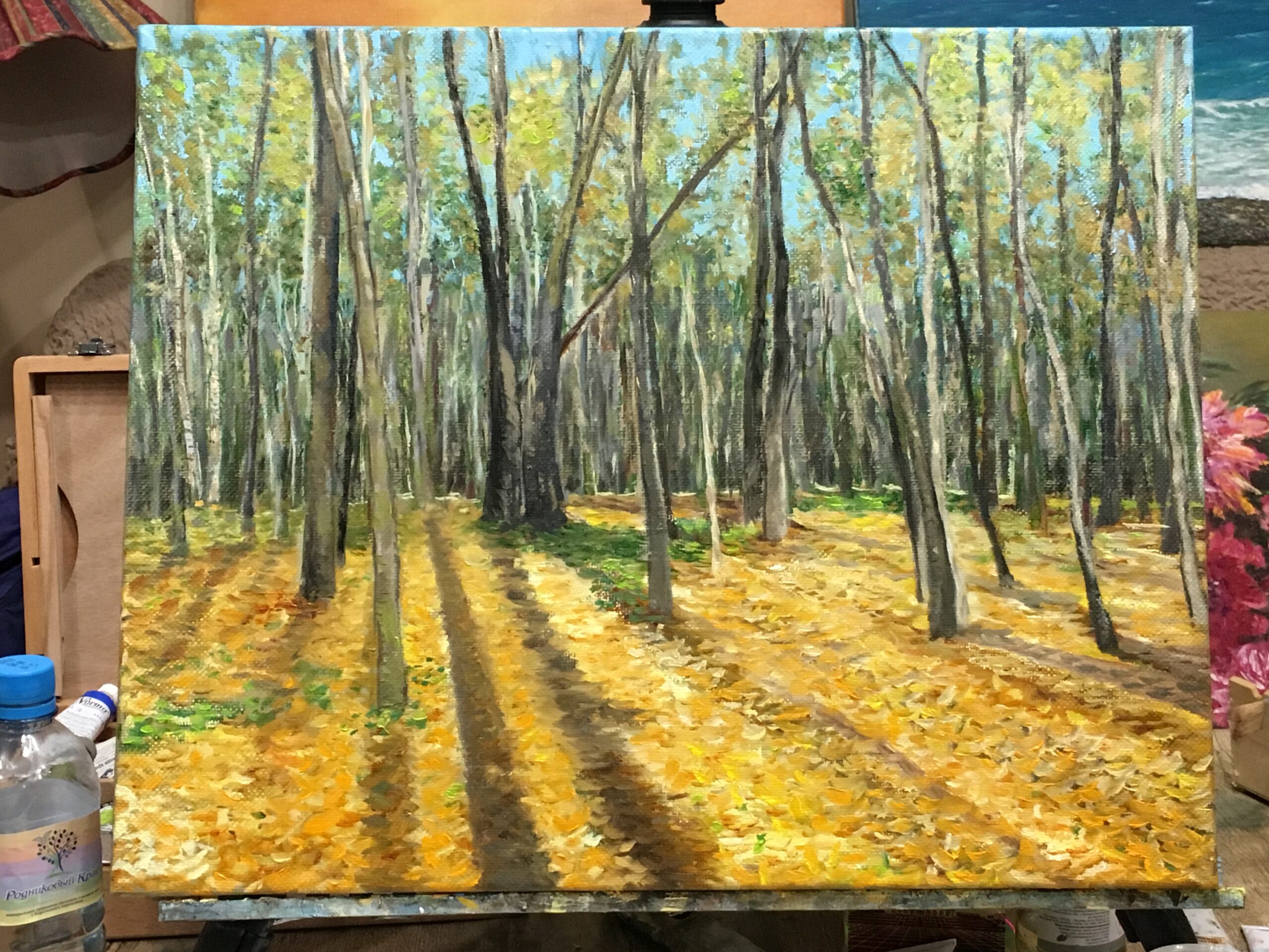 Осень Парк Пейзаж Покровское Стрешнево картина холст художник Альберт Сафиуллин