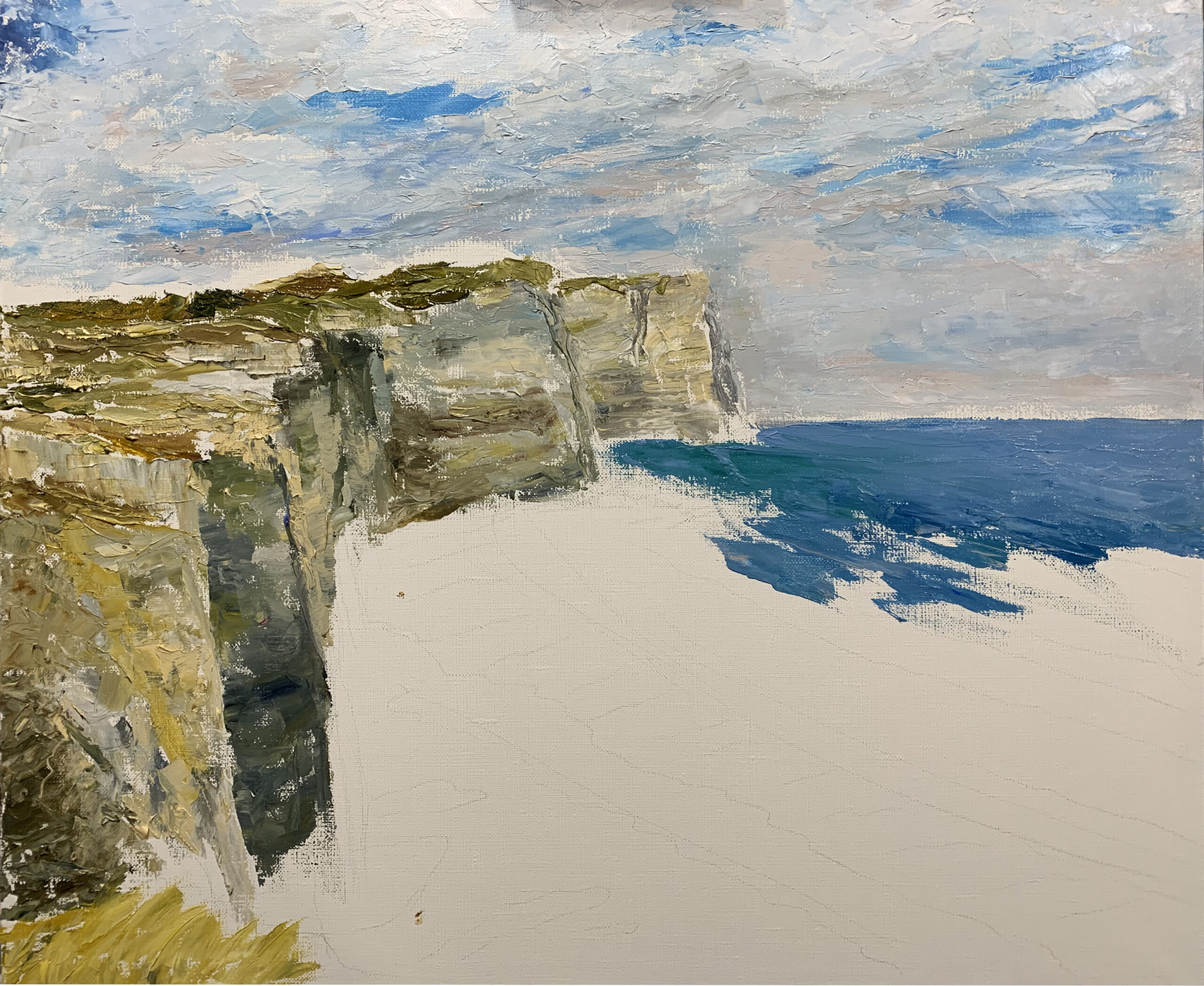 Морской пейзаж Этрета Etretat отлив Нормандия картина холст художник Альберт Сафиуллин