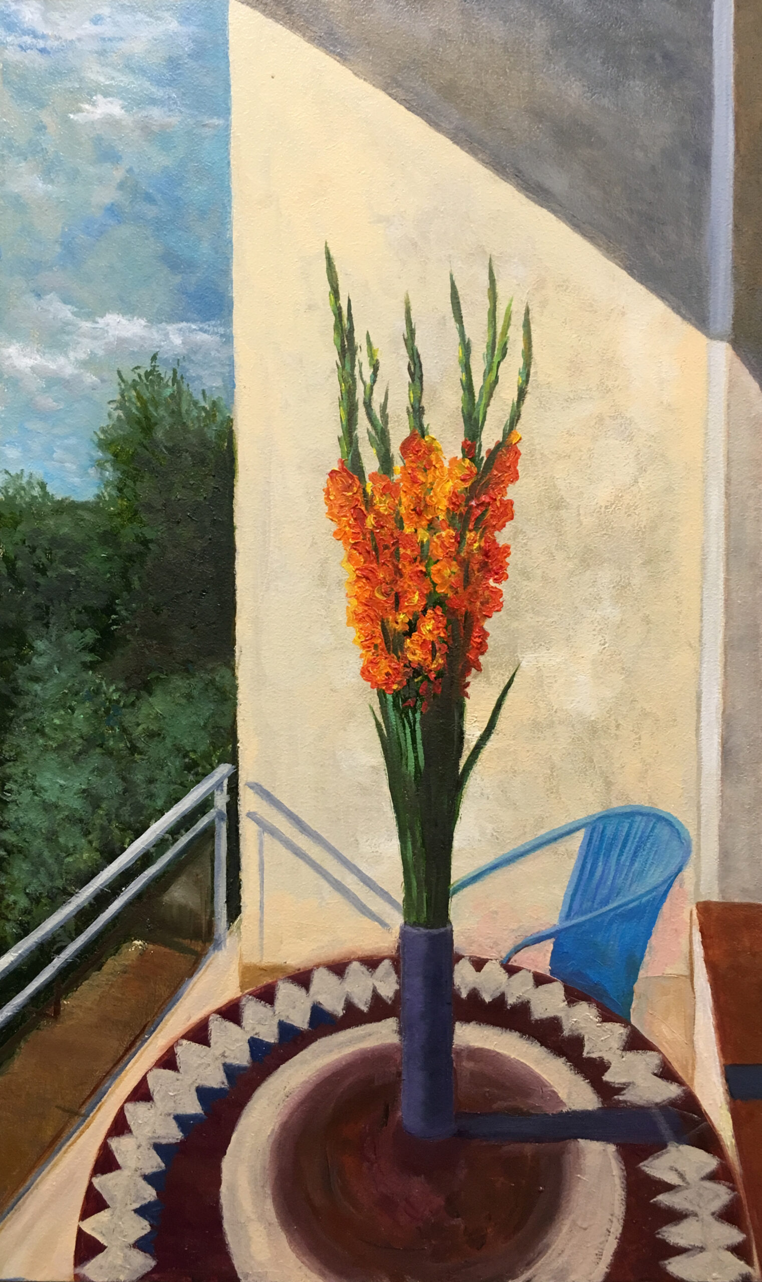 Букет цветы гладиолусы Юрмала пейзаж картина масло холст художник Альберт Сафиуллин