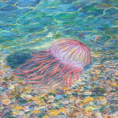 морской пейзаж подводный мир медуза картина масляная пастель художник Альберт Сафиуллин