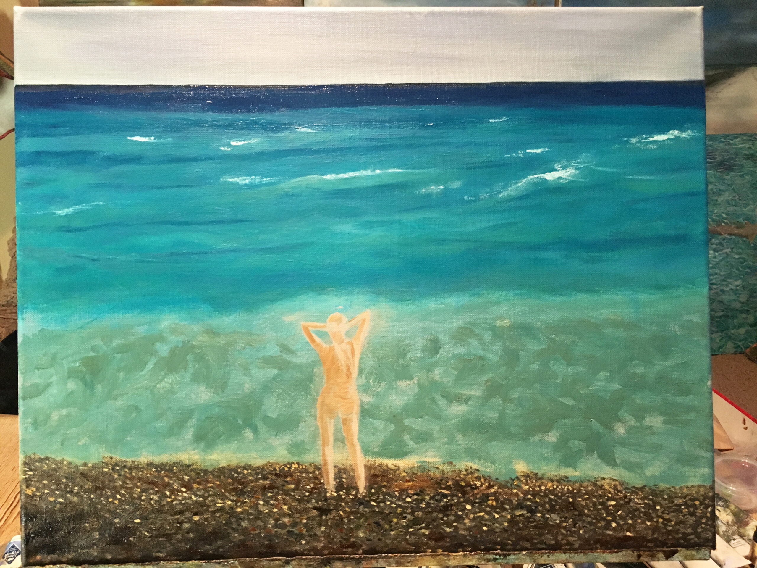 Морской пейзаж Лазурный берег Ницца Мечты прибой картина художник Альберт Сафиуллин