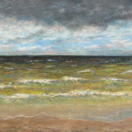 Морской пейзаж Юрмала шторм лето масляная пастель картина художник Альберт Сафиуллин