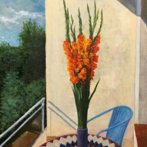 Букет цветы гладиолусы Юрмала пейзаж картина масло холст художник Альберт Сафиуллин